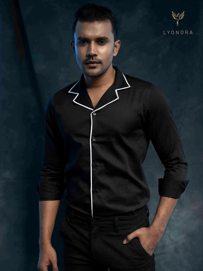 Black cuban collar shirt